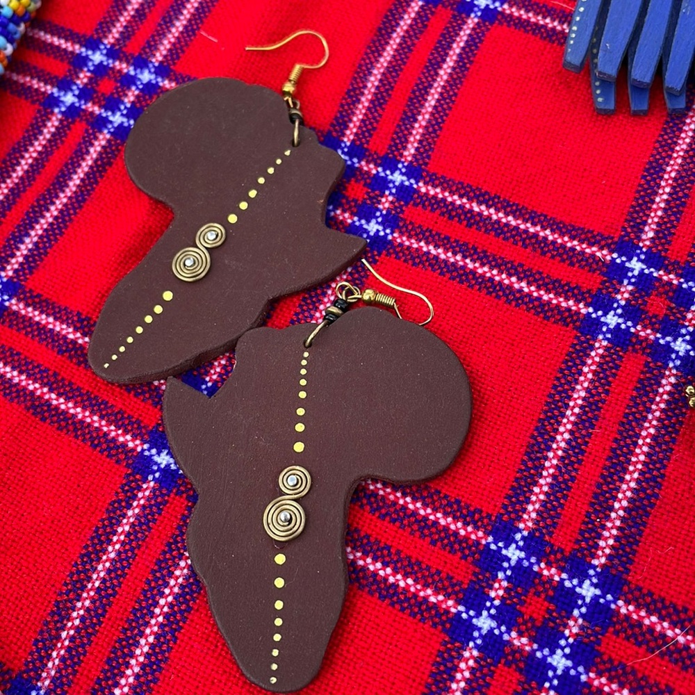 Set of handcrafted map of Africa Earrings.